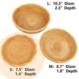 I-lan 7.5 Inch Rattan Bread Basket with 2” Wall, Flat Wicker Basket Tray with Rolled Edge, Round Bowl Decorative Showcase Catch All Dish for Food, Fruit, Keys, Brown, S i-lan