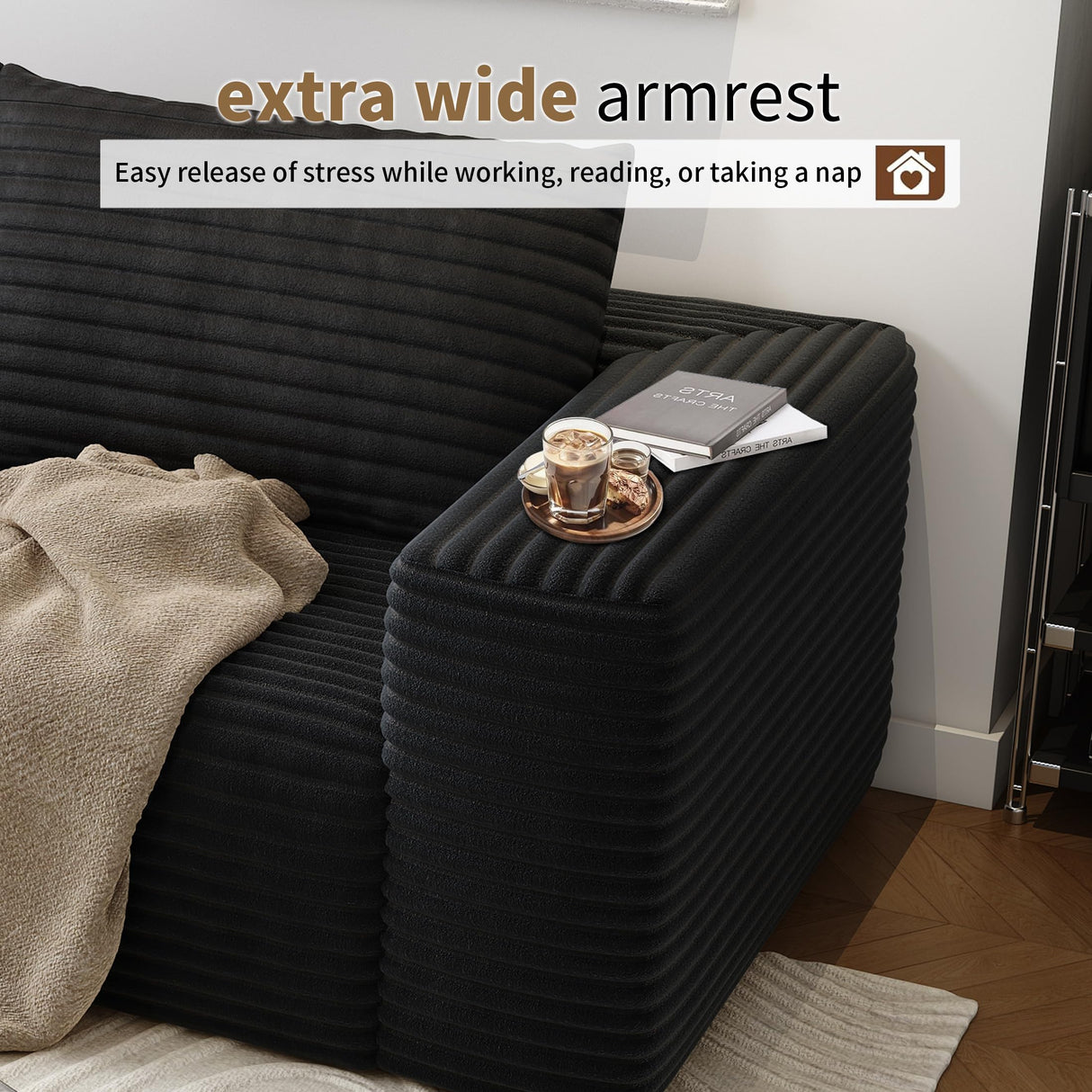 63" Loveseat Sofa,Modular Couch with Deep Seat Memory Foam,Comfy Small Cloud Couch for Small Spaces,No Assembly Required Sofa for Living Room Bedroom,Apartment,Black Settab