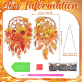 Saillong 2 Pcs Fall Thanksgiving Diamond Art Hanging Kits for Adults DIY Thanksgiving Diamond Painting Suncatcher Fall Pumpkin Dream Catcher Hanging Decor Autumn Wind Chime Decor for Home Wall Window Saillong