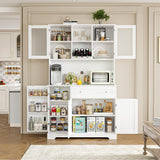 HOSTACK Kitchen Pantry Storage Cabinet, Modern Buffet Cabinet with Hutch, Tall Kitchen Hutch Cabinet with Microwave Stand, Food Pantry Cabinet with HOSTACK