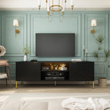 Clihome TV Stand for TVs Up to 70 inches，Modern Media Television Console Table with LED Lights， Entertainment Center with Storage Cabinets for Living Room，59Inch (Black) Clihome