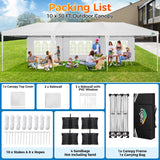COBIZI 10x30 Pop Up Canopy Tent with Removable Sidewalls, Waterproof Portable Easy Up Canopy with Carry Bag, Instant Outdoor Shelter Tents for Parties, Events, Backyard Gatherings, Weddings, White COBIZI