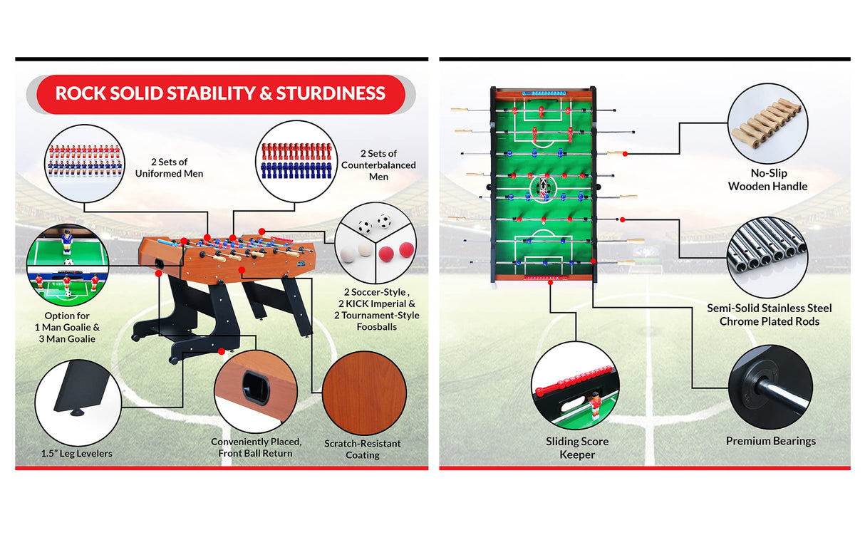 KICK Majesty 55" Folding Foosball Table (Brown) KICK