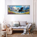 Reofrey Large Diamond Art Kits for Adults Horses, 30x80cm/12x31.5inch Full Drill Round Rhinestone Big Diamond Painting Kit Animals, DIY Cross Stitch Embroidery Canvas for Crafts Home Wall Decor Reofrey