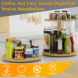 Lazy Susan Organizer Homerays 9 Inch Non-Skid Bamboo Lazy Susan for Kitchen Rotating Spice Rack for Kitchen Cabinet, Wood Turntable for Kitchen Countertop Organizer Homerays