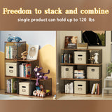 Dmevkic 2 Cube Organizer Book Shelfs DIY Variable Stackable Cube Storage Organizer for Kid Bedroom,Living Room,Small Bookshelf Black Brown Wooden Dmevkic
