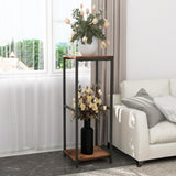 NOAMOO 32 inch Tall Metal Wood Plant Stand, Tier Potted Plant Shelf for Indoor, Flower Pot Holder for Corner Living Room Patio Balcony Garden, Kitchen and Bathroom Display Rack, Brown NOAMOO