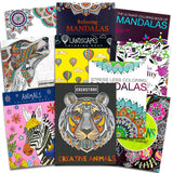 Adult Coloring Books Super Set -- 10 Deluxe Coloring Books for Adults and Teens Crenstone