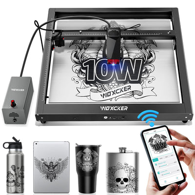 Laser Engraver, JL7 60W Laser Cutter 10W Output Powerful Laser Engraving Machine with Air Assist, APP Supported Cutter, High Accuracy and Speed 400*400 mm Size for Wood, Metal, Leather, Acrylic, Glass