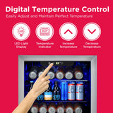 Frigidaire EFMIS9O00, Beverage Fridge Refrigerator with Glass Door, Compact Mini Fridge with Digital Temperature Control Fits 88 Cans or 25 Bottles, 74L Capacity - 19.29" D x 25" W x 17.51" H, Silver Frigidaire