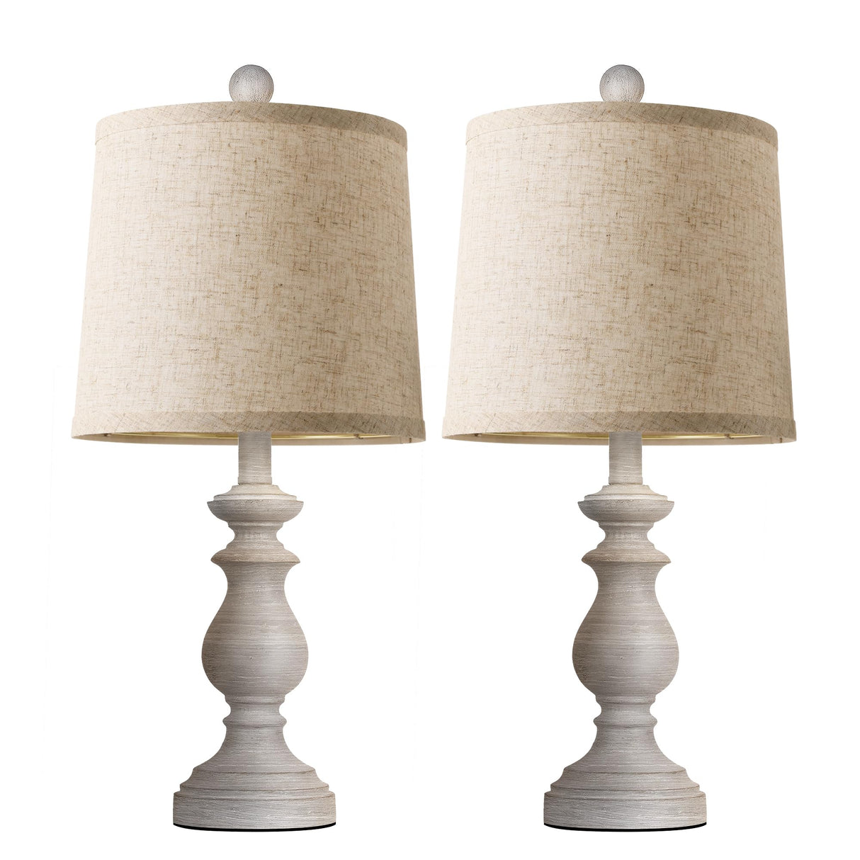 PARTPHONER Traditional Table Lamp Set of 2, Rustic Farmhouse Table Lamps for Living Room Bedroom, 22" Bedside Desk Lamps Vintage Nightstand Lamps with Linen Shades, Antique Grey PARTPHONER