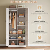 ModernMate Armoire Wardrobe Closet, 72" Tall Wood Cabinets with 4 Doors, Clothing Storage Closet Wardrobe with Adjustable Shelves, Hanging Rod, White Cabinet for Dressing Bedroom Living-Room ModernMate