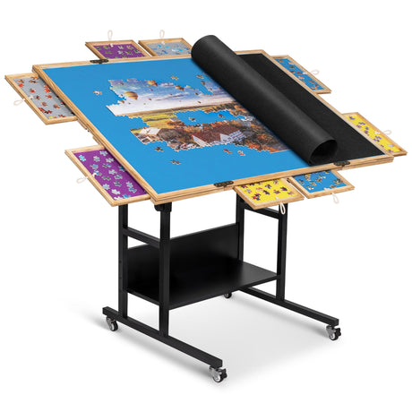 Becko US 2000 Piece Tilting & Rotating Jigsaw Puzzle Table with 8 Drawers & Cover, Foldable Jigsaw Puzzle Board with 5 Tilt Angles & Height Adjustment, Puzzle Storage, for 2000 Pieces Jigsaw Puzzles Becko US