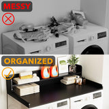 SpaceAid Washer Dryer Countertop with 2-Tier Shelf, Wood Topper with Edge, 54" Width x 27.5" Depth Cover Organizer Guard for Washer and Dryer Counter Laundry Hamper Storage (Black) SpaceAid