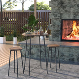 Modern Brown Round Bar Table - VECELO 23.6" Bistro Dining Furniture for Breakfast & Pub Use VECELO