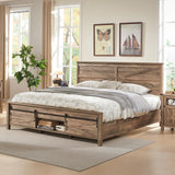 King Farmhouse Wood Bed Frame with Sliding Barn Door Storage - JXQTLINGMU JXQTLINGMU