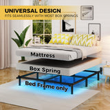 Awesofurni King Size Bed Frame with Smart LED Lights, 7 Inch Basics Metal Bed Frame, Heavy Duty 9-Leg Base for Box Spring and Mattress, Noise-Free, Easy Assembly, Black Awesofurni