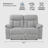 Lexicon Manual Double Recliner Loveseat for Living Room, Chenille Fabric Upholstered Reclining Sofa, Home Theater Seating, Easy Assembly, Recliner Love Seat Couch, Gray Lexicon