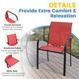 VICLLAX 11 Pieces Patio Dining Set for 10, Outdoor Furniture Set Includes 60" Round Outdoor Table and 10 Lawn Stackable Chairs, Black Tabletop and Red Fabric VICLLAX