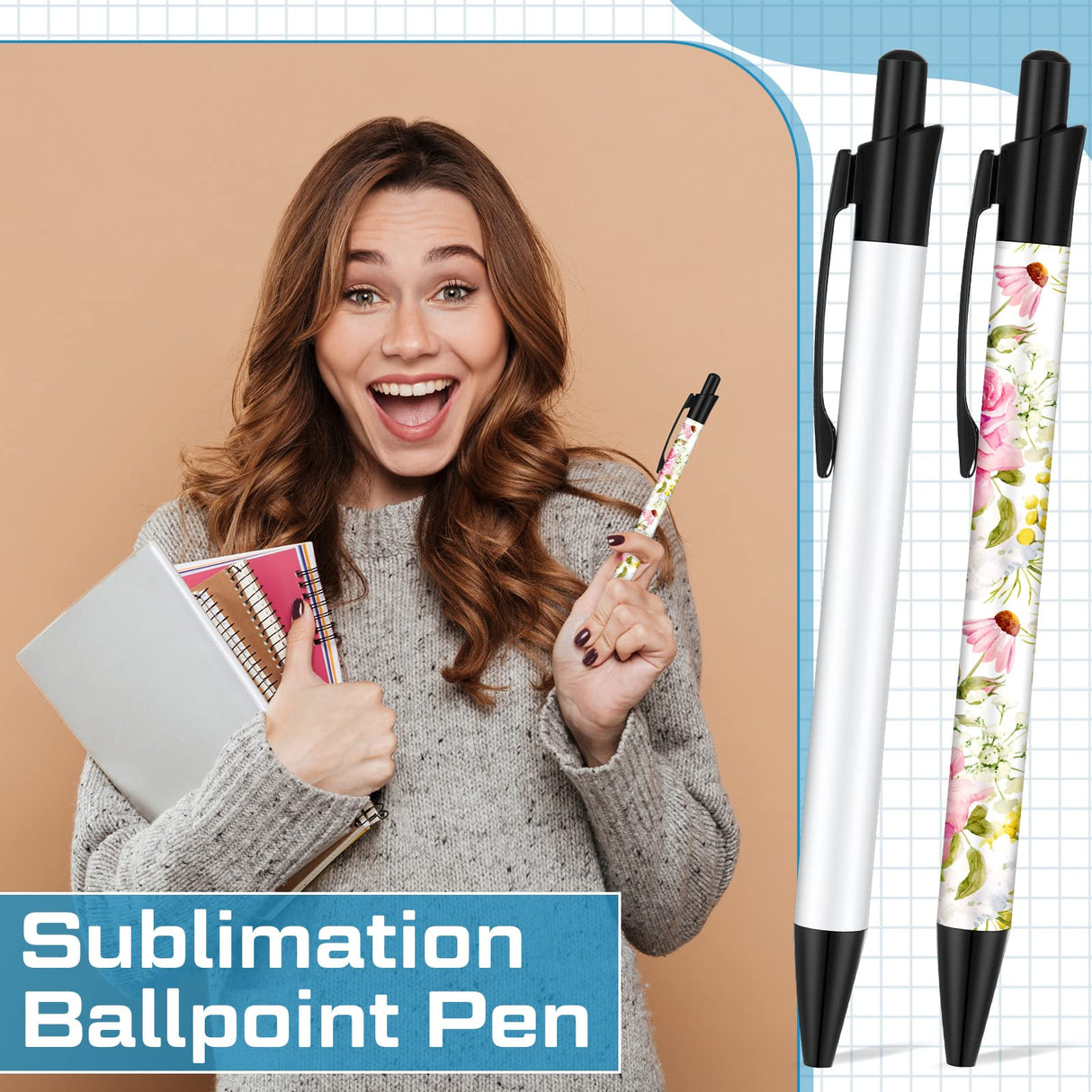 Yexiya Sublimation Pens Blank Heat Transfer Pen Sublimation Ballpoint Pen with Shrink Wrap White Aluminum Customized Clip Pen School Supplies for Christmas Office School Stationery Supplies (10 Sets) Yexiya