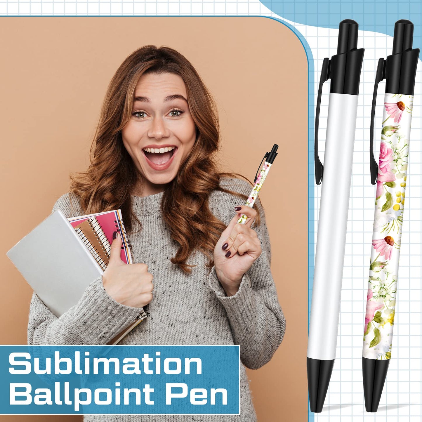 Yexiya Sublimation Pens Blank Heat Transfer Pen Sublimation Ballpoint Pen with Shrink Wrap White Aluminum Customized Clip Pen School Supplies for Christmas Office School Stationery Supplies (30 Sets)