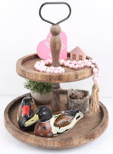 Valentine's Day Wood Bead Garland with Tassels, Farmhouse Rustic Decor Prayer Beads Boho Tassel Garland Decorative Beads for Home Decor (Pink) Yagoo