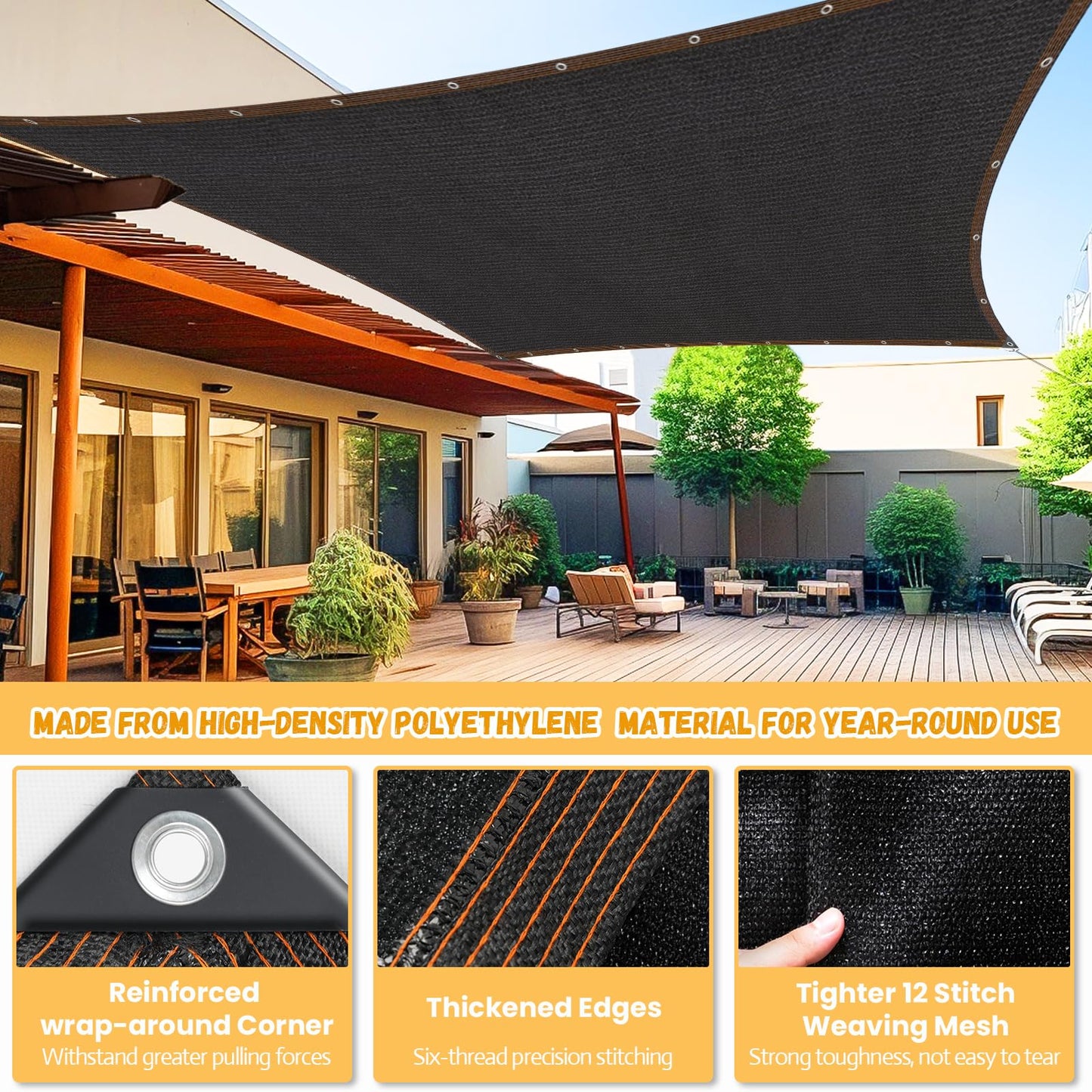 Riare 90% Black Shade Cloth- 10 x 20 FT Sunblock Garden Shade Cloth, Sun Shade Mesh Tarp with Reinforced Grommets for Greenhouse, Garden, Patio, Backyard, Plants, Pergola, Chicken Coop - WoodArtSupply