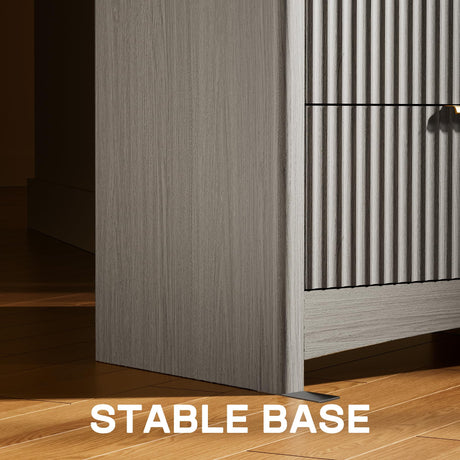 Marsail 5 Drawer Tall Wooden Dresser with Smooth-Glide Drawers, Modern Storage Solution for Bedrooms and Hallway, Featuring Large Capacity and an Elegant Natural Wood Finish, Light Grey Marsail