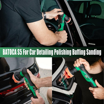 BATOCA S5 Cordless Car Buffer Polisher Kit 1 Inch 3 Inch Dual Action & Rotary Polishing Machine for Car Detailing,2x 2.0Ah Batteries,6 Variable Speeds 2000-5500RPM,Orbital Polisher for Car Bo - WoodArtSupply