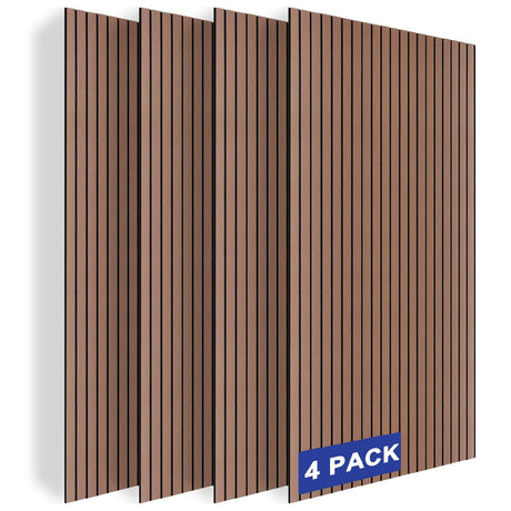 BUBOS 4 Pack Large Acoustic Panels,47.2"x23.6"Acoustic Wall Panels,Self-Adhesive Sound Proof Panels for Walls,Decorative Soundproof Panels for Recording Studio&Office,Walnut BUBOS