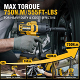 Alloyman 1/2 inch Impact Wrench Cordless, Max Torque 555 Ft-lbs Battery Impact Wrench 20V Brushless Motor 2000 RPM, with 6 Sockets, 3 Extension Bars, 4.0 AH Li-ion Battery and 1 Hour Fast Charge Alloyman