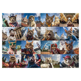 Funny Cat Art Puzzles for Adults 1000 Pieces, Nature Travel Kitten US Landmarks Jigsaw Puzzles, Animal Landscape Collage Scenic Puzzle IdeaBazar