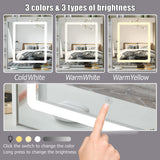 JBLCC Vanity Desk with Lighted Mirror, Large Makeup Vanity with Sliding Mirror, Storage Drawer & Chair, White Vanity Set Dressing Table for Bedroom (QW56LED) JBLCC