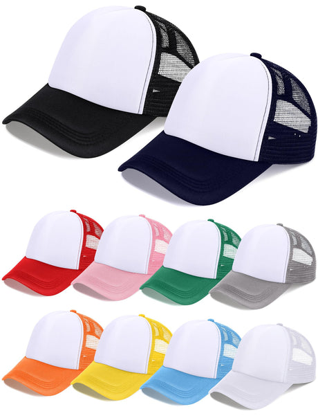 10 Pcs Sublimation Blank Trucker Hats Bulk Mesh Baseball Cap Polyester Mesh Trucker Hat for Men and Women (Multicolor) Tarpop