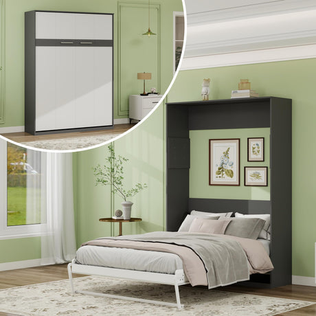 TemkTuek Full Sise Murphy Bed:81.89" L Hidden Wall Bed,Foldable Platform Bed Cabinet, Wood Space Saving Beds,for Bedroom, Office, Apartment, Modern,White TemkTuek