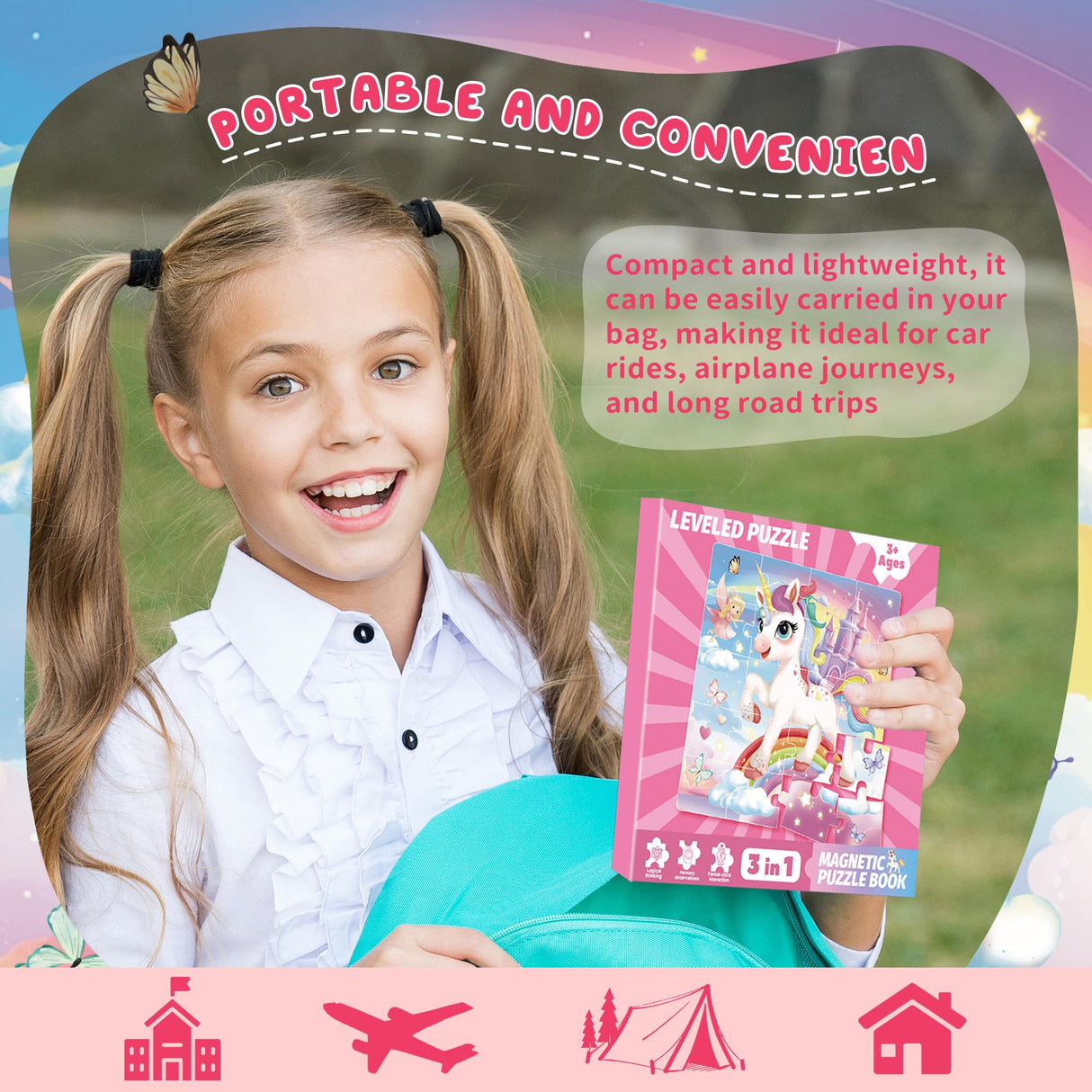 Magnetic Puzzles for Toddlers Ages 3-5, Unicorn Mermaid Princess Magnetic Puzzles for Kids Ages 4-6, Travel Jigsaw Puzzles Toys for Car Airplane Road Trip Activities Game, Girls Birthday Gifts Sticeard