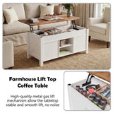 Cakhdry Lift Top Coffee Table with Storage, 47" Farmhouse Coffee Tables with Sliding Barn Door and Lift Tabletop Wooden Rectangle Center Table for Living Room, White Cakhdry