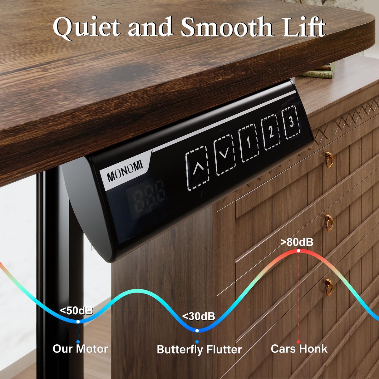 Monomi Electric Standing Desk, 71 x 31.5 inches Height Adjustable Desk, Ergonomic Home Office Sit Stand Up Desk with Memory Preset Controller (Rustic Brown Top/Black Frame) Monomi