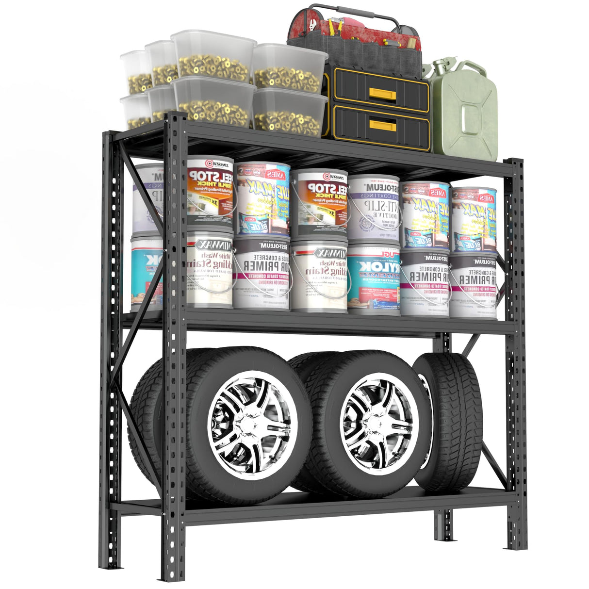 Heavy Duty 5-Tier Metal Shelving Unit with Adjustable Heights - 67" W x 63" H x 19.6" D, 4500 lbs Load Capacity - Industrial Garage Storage Solution for Workshop, Basement, and Home Organization Notmise
