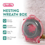 Sterilite Clear Lid Stackable Nesting Storage Christmas Holiday Wreath Box with Handle, Feet, and Latches for Up to 24 inch Wreaths, Red (4 Pack) Sterilite