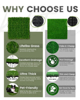 Keloteven Artificial Grass Tiles - 12" x 12" Interlocking Turf Deck - Pack of 9 Grass Deck Tiles for Outdoor Porch Balcony Backyard - Fake Grass Tiles DT-GRS-9P Keloteven