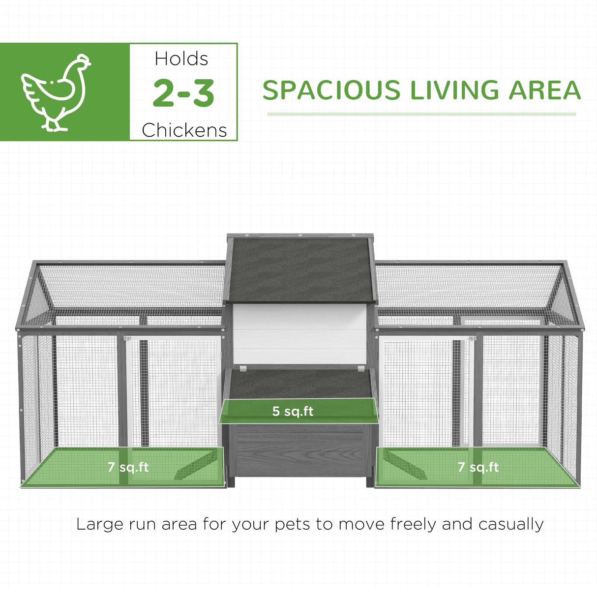PawHut 100" Chicken Coop Wooden Chicken House Large Rabbit Hutch Poultry Cage Hen Pen Backyard with Double Run, Nesting Box PawHut