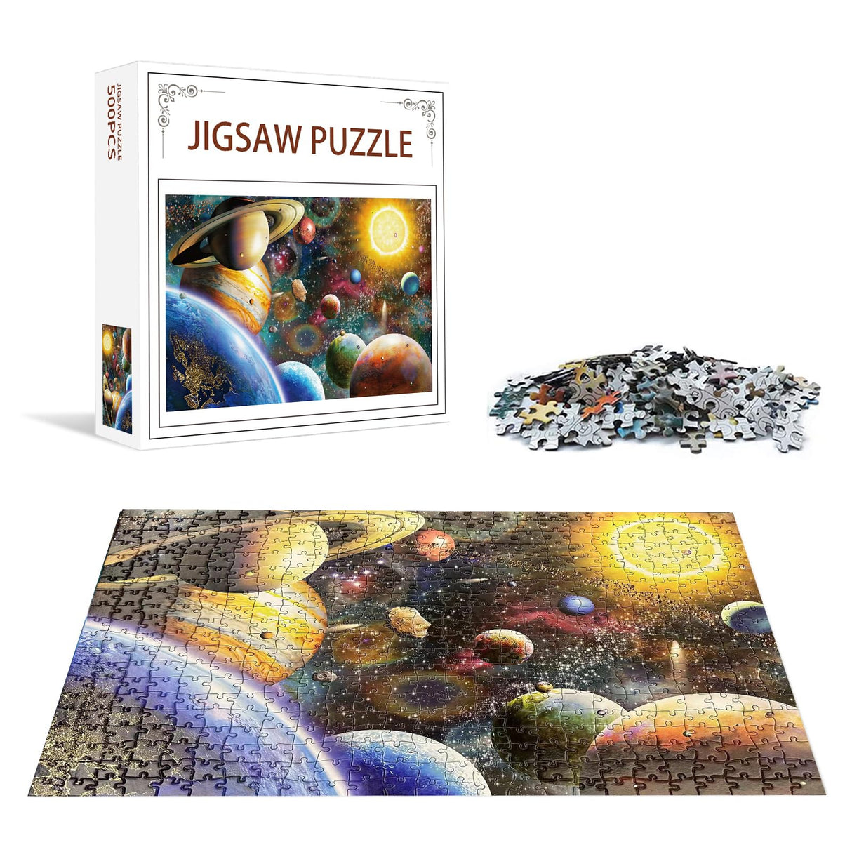 Nattork Jigsaw Puzzle 500 Pieces for Adults Youth Family Space Traveler Solar System Puzzle Pieces Fit Together Perfectly Nattork