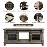 IRONCK 48'' Coffee Table with Sliding Barn Doors, Rustic Center Table with 6 Large Storage Space, Glass Doors and Adjustable Middle Shelf, Farmhouse Coffee Tables for Living Room, Meeting Room IRONCK