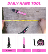 DIFFLIFE Tool Set Pink-40 Piece - General Household Hand Tool Kit with Plastic Toolbox Storage Case(Pink) DIFFLIFE