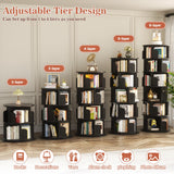 Aheaplus 6 Tier Rotating Bookshelf, Wood Spinning Bookshelf Tower, Round Revolving 360 Bookcase, Narrow Turning Book Shelf Rolling Corner Organizer for Small Space, Bedroom, Office, Black Aheaplus