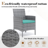 VONZOY Patio Furniture Set 4 Pieces Small, Belcony Furniture Outdoor Wicker Patio Conversation Set for Backyard,Porch, Deck,Garden,Poolside and Balcony (Turquoise) VONZOY