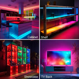 LAFULIT 10 PCS RGB Under Cabinet Lights Kit, App and Remote Control Led Strip Lights, Music Sync Color Changing Led Lights, Plug in Light for Cabinet, Counter, Shelf, Bookcase, 13ft LAFULIT