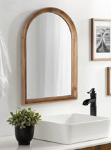 Kate and Laurel Hatherleigh Modern Transitional Arched Wooden Wall Mirror, 20 x 30, Rustic Brown, Decorative Wood Arch Mirror for Use in Bathroom, Entryway, or Bedroom Kate and Laurel