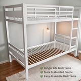 nesture. Bunk Bed Twin Over Twin, Heavy Duty Metal Bunkbeds with Ladder and Full-Length Guardrail, Space-Saving Steel Bed for Kids & Adults, No Box Spring Required, White nesture.
